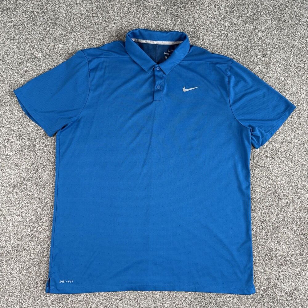 Nike Golf Breathe Textured Dri-FIT Polo Shirt Mens Blue Micro Dot Size XL - Picture 2 of 10